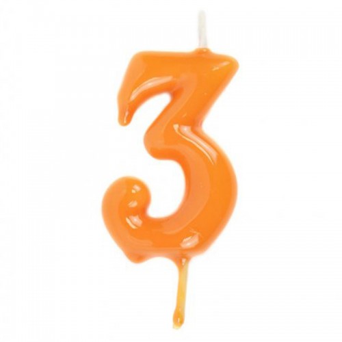 Vela Número 3 Laranja